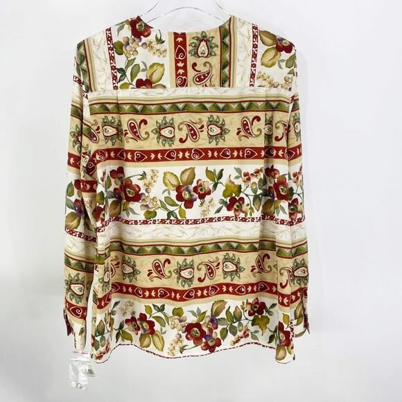 90s ALFRED DUNNER Vintage Floral Collarless Button Up Shirt New With Tags - Picture 3 of 11